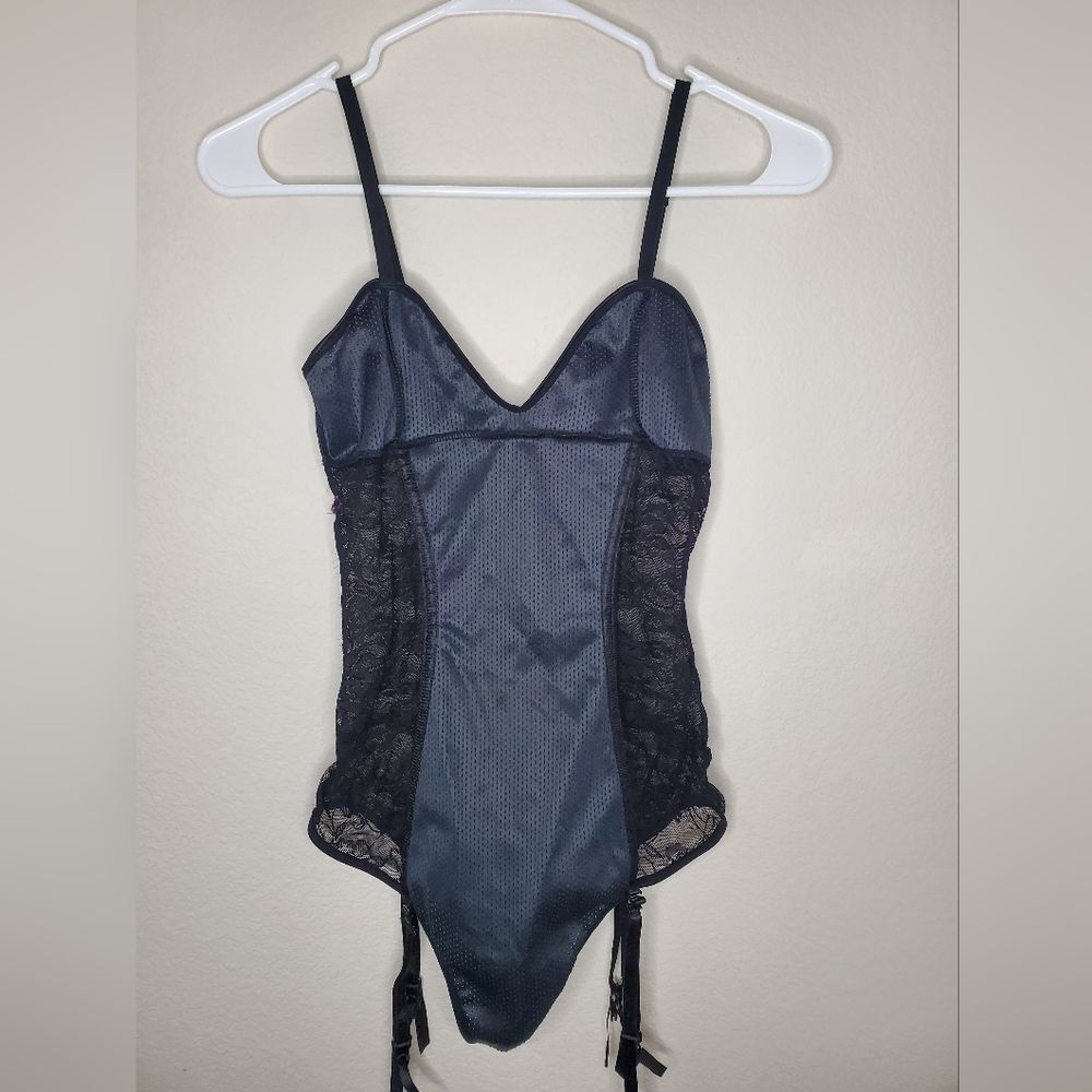 Yandy Black Pleather-Looking with Lace Lingerie Bodysuit - Picture 4 of 11